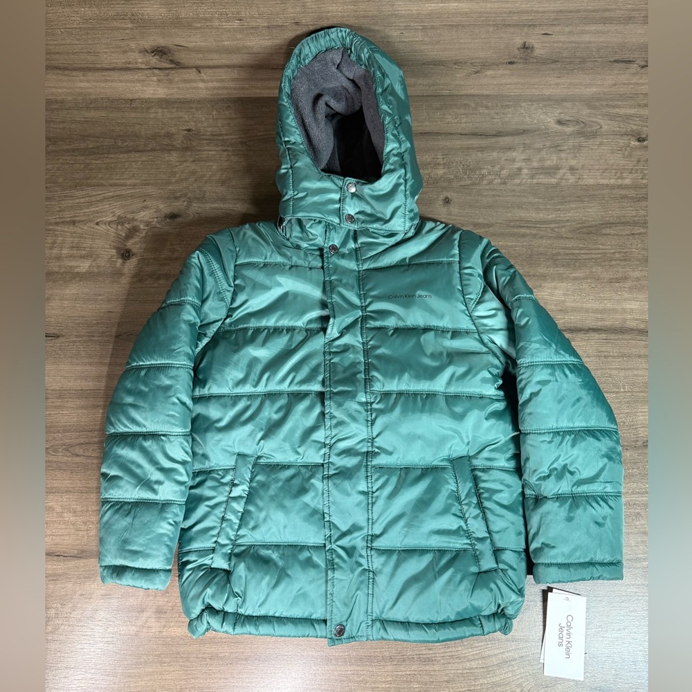 NDWT Calvin Klein Jeans Kids/Childrens Winter Puffer Jacket Green Size M/L 10/12